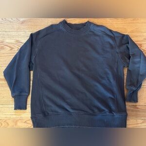 Aerie Dark Gray Down To Earth Oversized Crewneck Sweatshirt Ribbed Detail XS